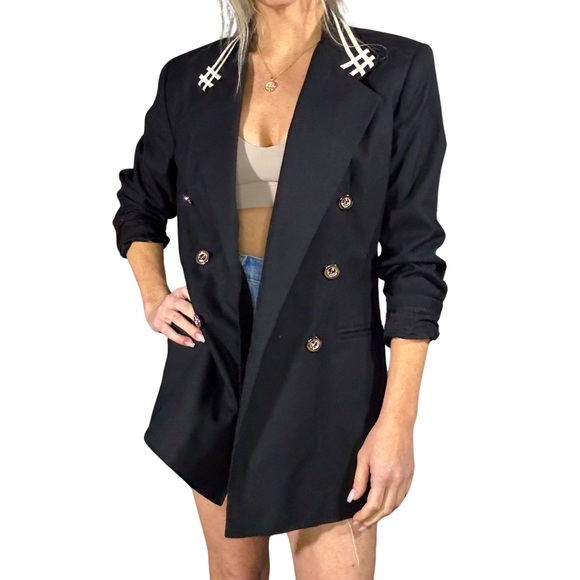 VINTAGE‎ FOCUS 2000 SPORT CHARLES GLUECK Nautical Oversized Blazer - Picture 2 of 11